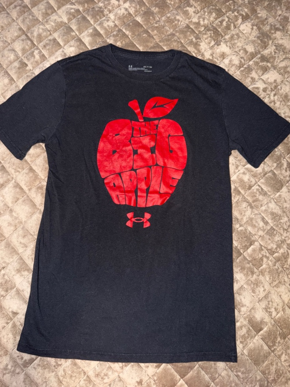 Under Armour Black Short-Sleeve Tee with Red Apple Graphic
